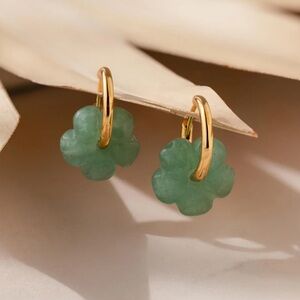 Jade Gold Hoop Huggies